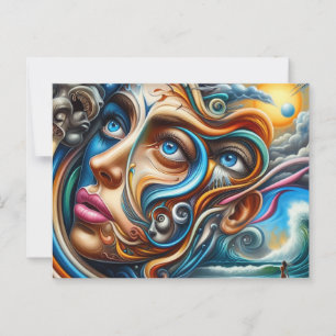 Abstract Dreamscape Ocean Serenity & Cosmic Wonder Postcard