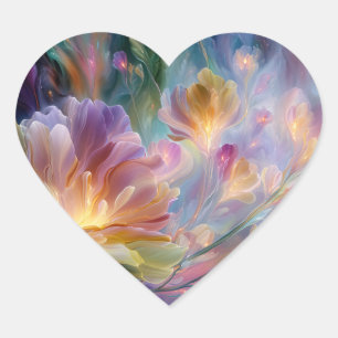 Abstract dreamy floral garden heart sticker