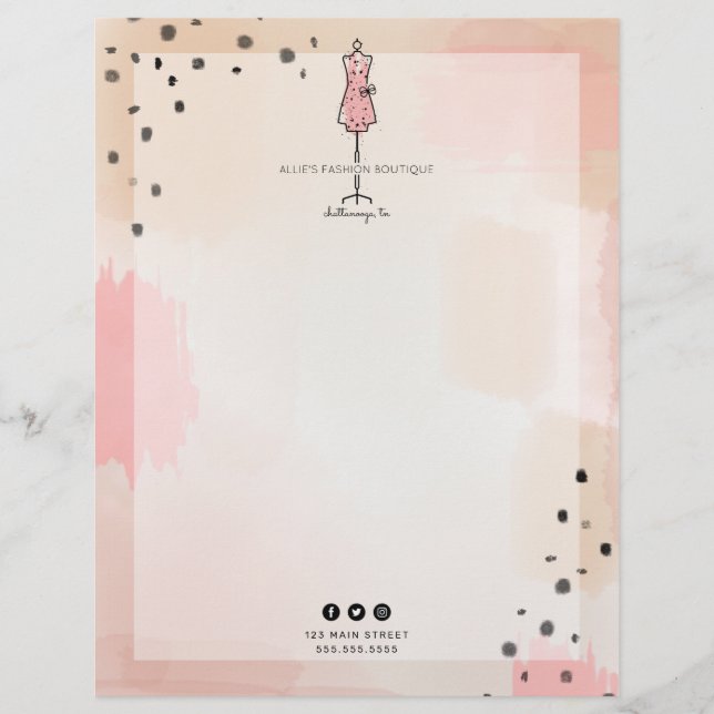 Abstract Dress Form Fashion Boutique Retail Custom Letterhead (Front)