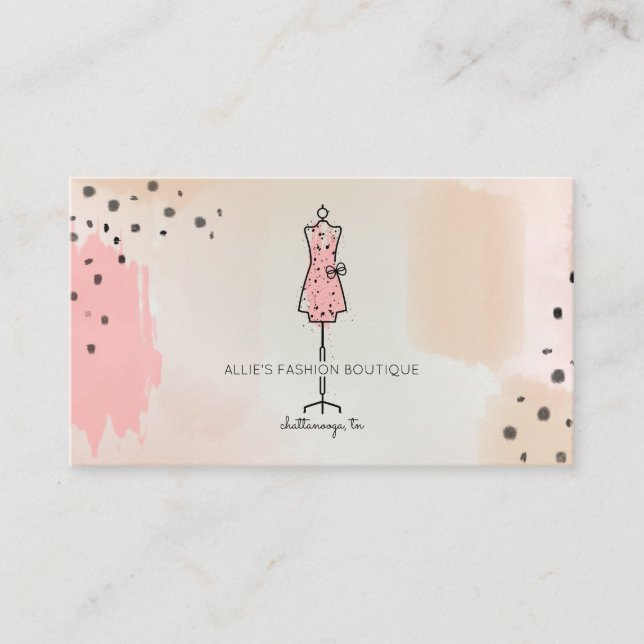Abstract Dress Form Logo Retail Boutique Business Card (Front)