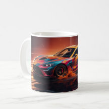 Abstract Drifting Orange Blue Sports Car