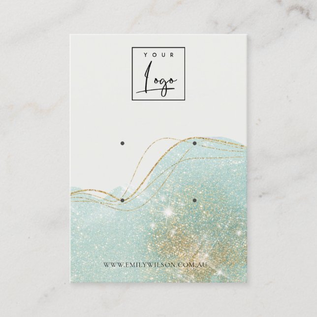 Abstract Dusky Grey Glitter Logo 2 Earring Display Business Card (Front)