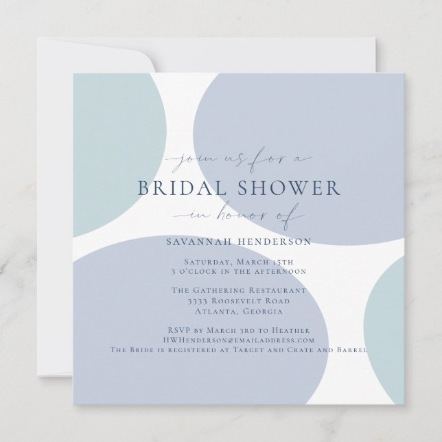 Abstract Dusty Blue Bridal Shower Invitation (Front)