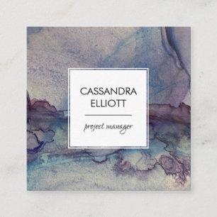 Abstract Dusty Blue Purple Alcohol Ink Liquid Art Square Business Card