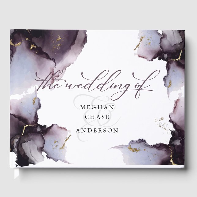 Abstract Dusty Heather Amethyst  Geode Guest Book (Front)