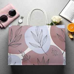 Abstract Dusty Rose and Sage Green Botanical Patte Large Gift Bag