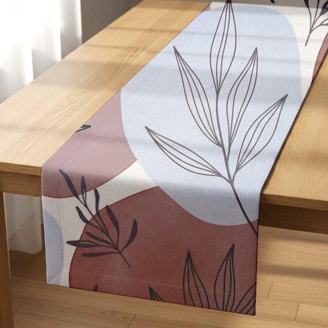 Abstract Dusty Rose and Sage Green Botanical Patte Short Table Runner (Creator Uploaded)