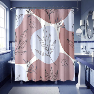 Abstract Dusty Rose and Sage Green Botanical Patte Shower Curtain