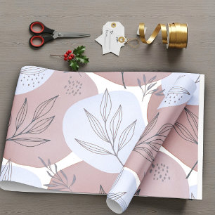 Abstract Dusty Rose and Sage Green Botanical Patte Wrapping Paper Sheet