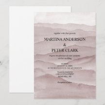 Abstract dusty rose mountains wedding invitation 