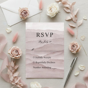 Abstract dusty rose mountains wedding RSVP card