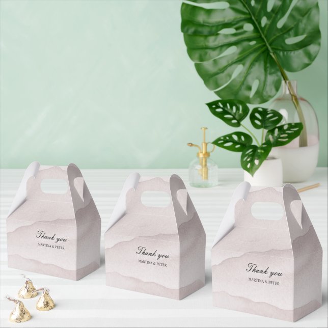 Abstract dusty rose personalised wedding  favour box (Multiple)