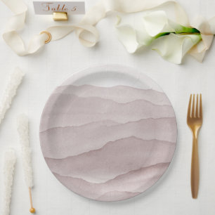 Abstract dusty rose wedding  paper plate