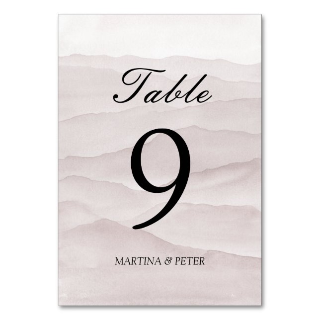 Abstract dusty rose wedding table number sign (Front)