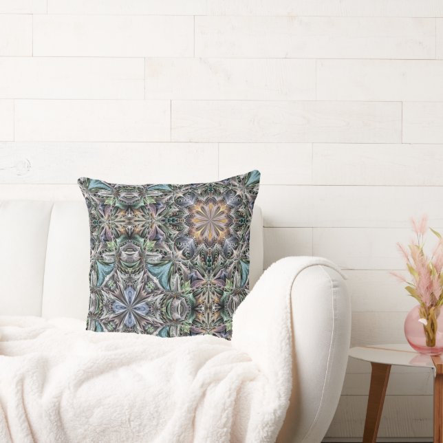 Abstract Dusty Succulent Garden Rosette Pattern Cushion (Couch)
