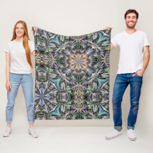 Abstract Dusty Succulent Garden Rosette Pattern Fleece Blanket