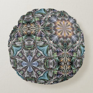 Abstract Dusty Succulent Garden Rosette Pattern Round Cushion