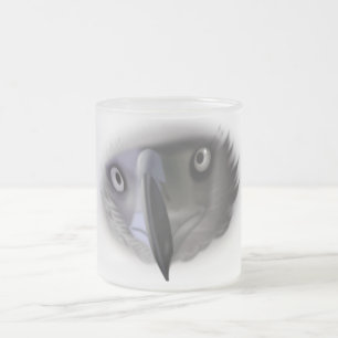 Abstract Eagle Face Frosted Glass Mug