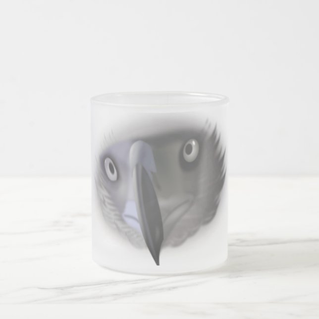 Abstract Eagle Face Frosted Glass Mug (Center)