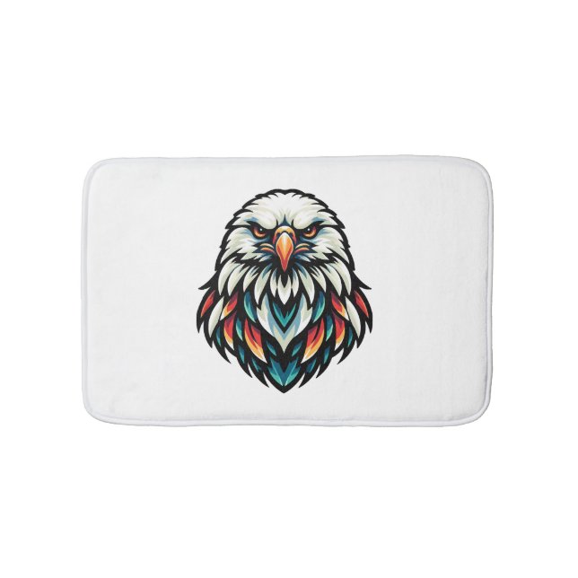 Abstract Eagle Portrait in Vivid Hues Bath Mat (Front)