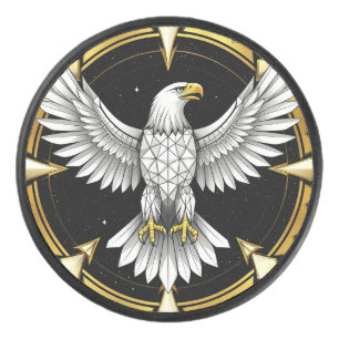 Abstract Eagle Spreading Wings Hockey Puck