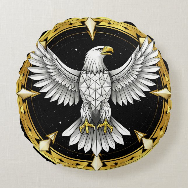 Abstract Eagle with Spreading Wings Modern Elegant Round Cushion (Front)