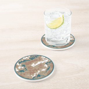 Abstract Earth Camouflage Brown Coaster