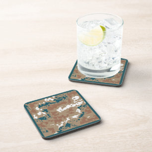 Abstract Earth Camouflage Brown Coaster