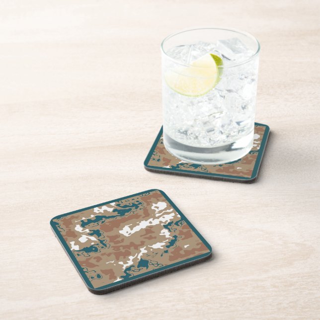 Abstract Earth Camouflage Brown Coaster (Right Side)
