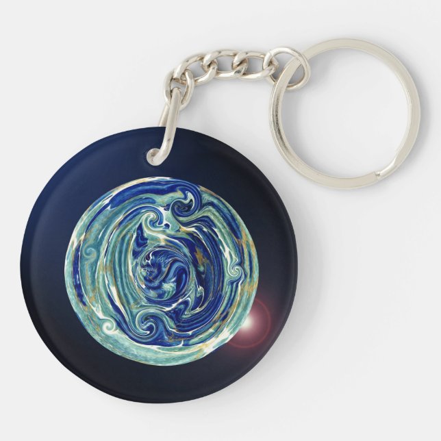 Abstract Earth Planet Keychain (Back)