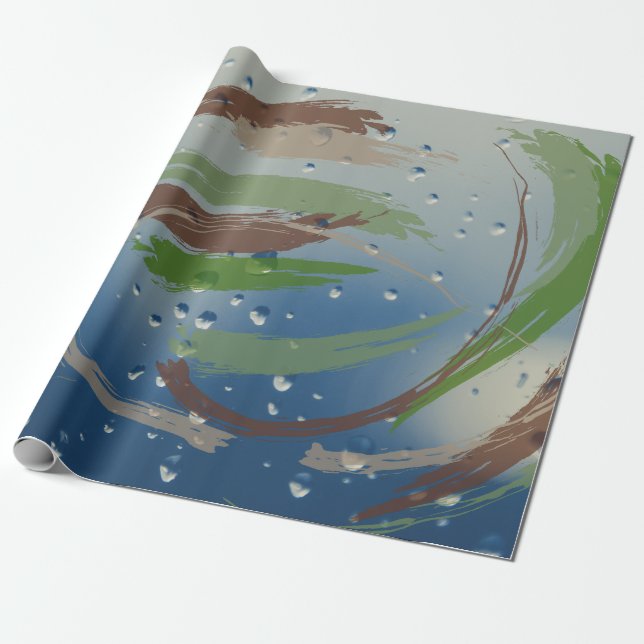 Abstract Earth-Tone Brushstroke Wrapping Paper (Unrolled)