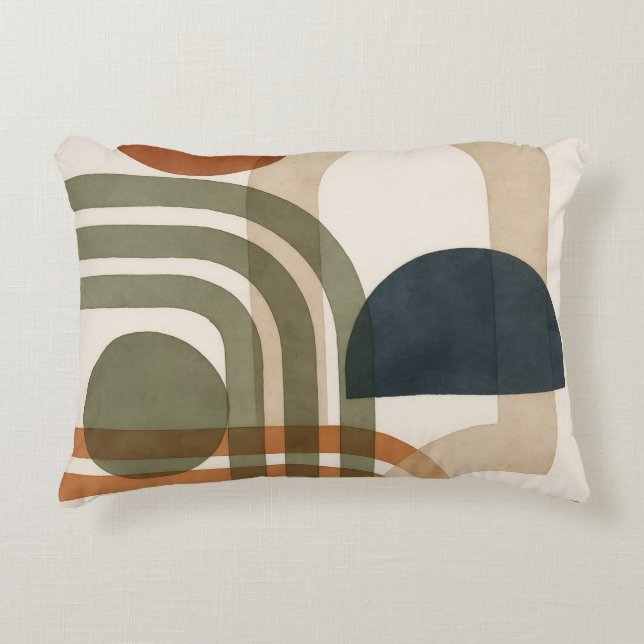 Abstract Earth Tone Geometric Shapes Decorative Cushion (Front)