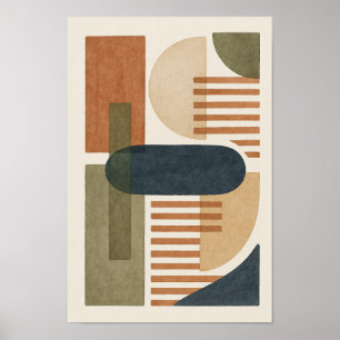 Abstract Earth Tone Geometric Shapes Poster