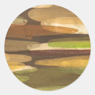 Abstract Earth Tone Landscape Classic Round Sticker