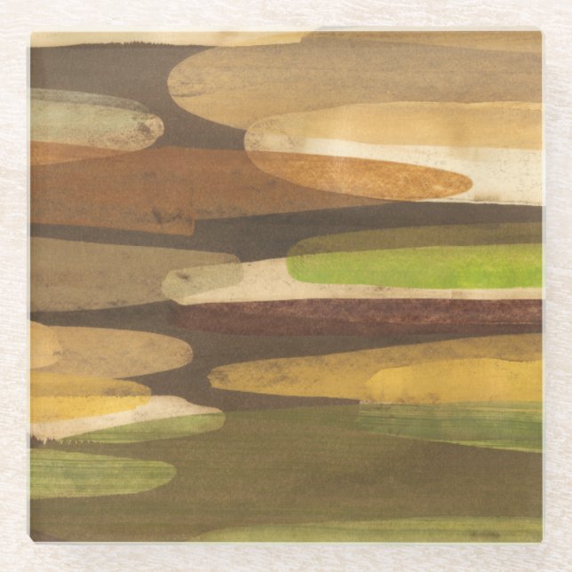 Abstract Earth Tone Landscape Glass Coaster (Front)