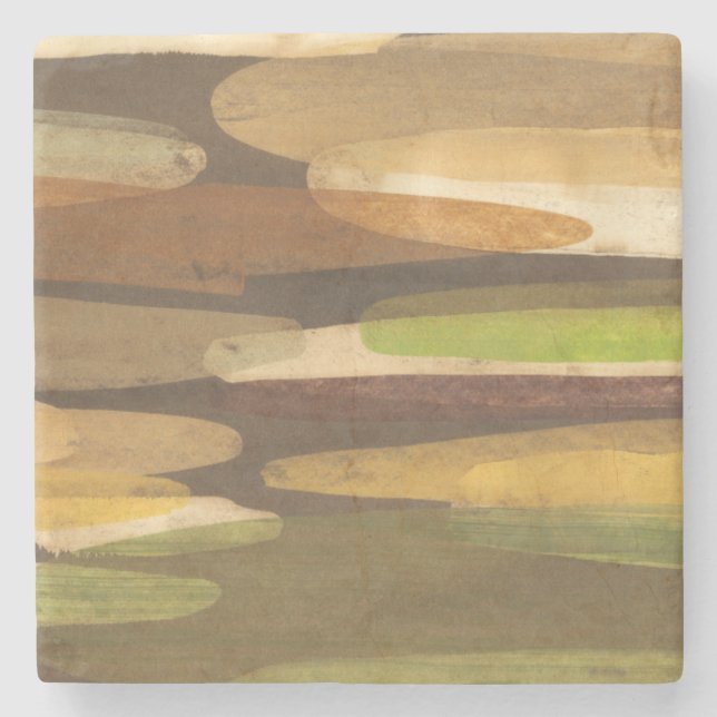 Abstract Earth Tone Landscape Stone Coaster (Front)