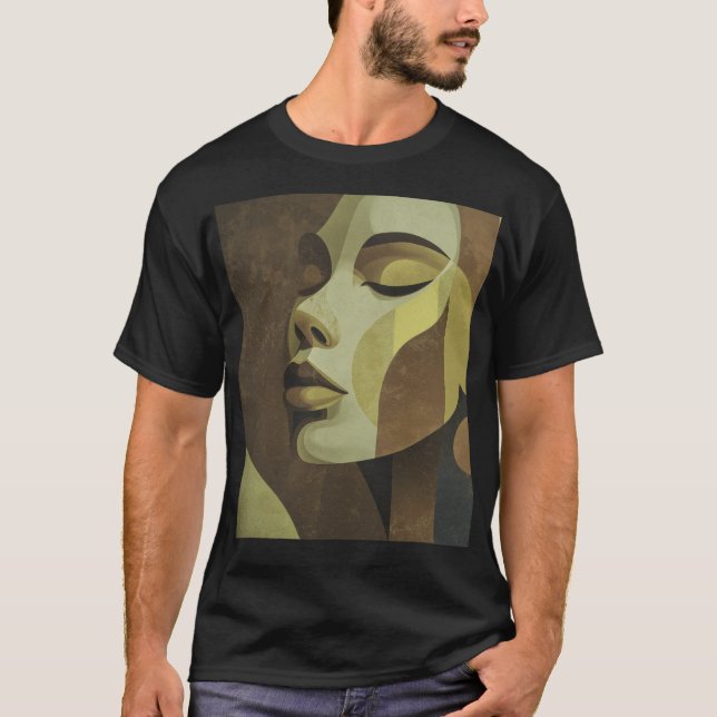Abstract Earth-Tone Portrait T-Shirt (Front)