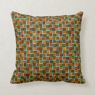 Abstract Earth Tone Squares Pattern Cushion