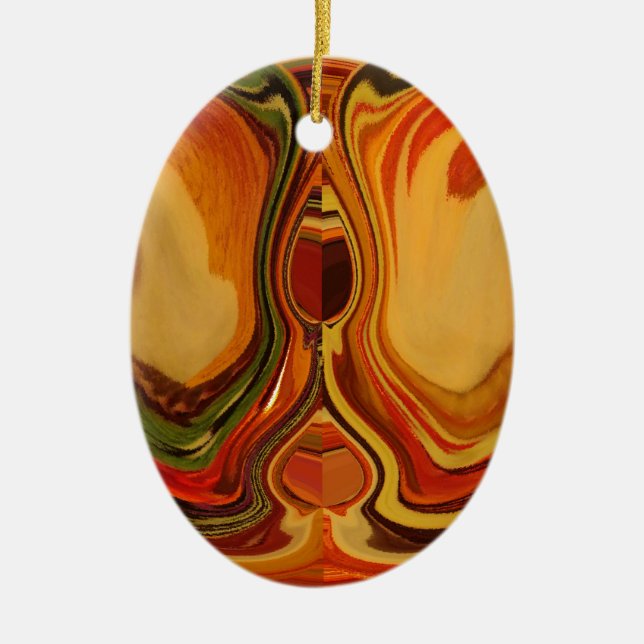 Abstract Earth Tone Swirl Art Print Ceramic Tree Decoration (Front)