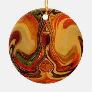 Abstract Earth Tone Swirl Art Print Ceramic Tree Decoration
