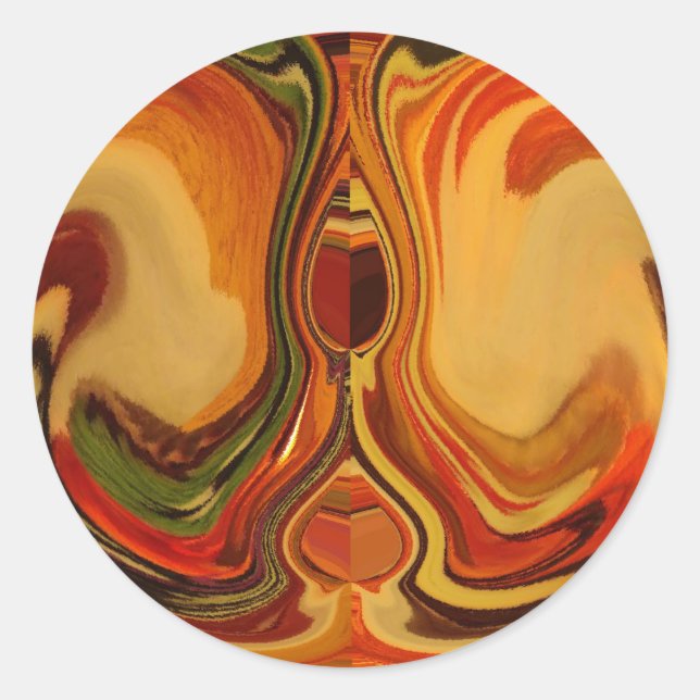 Abstract Earth Tone Swirl Art Print Classic Round Sticker (Front)