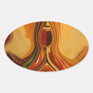 Abstract Earth Tone Swirl Art Print Oval Sticker