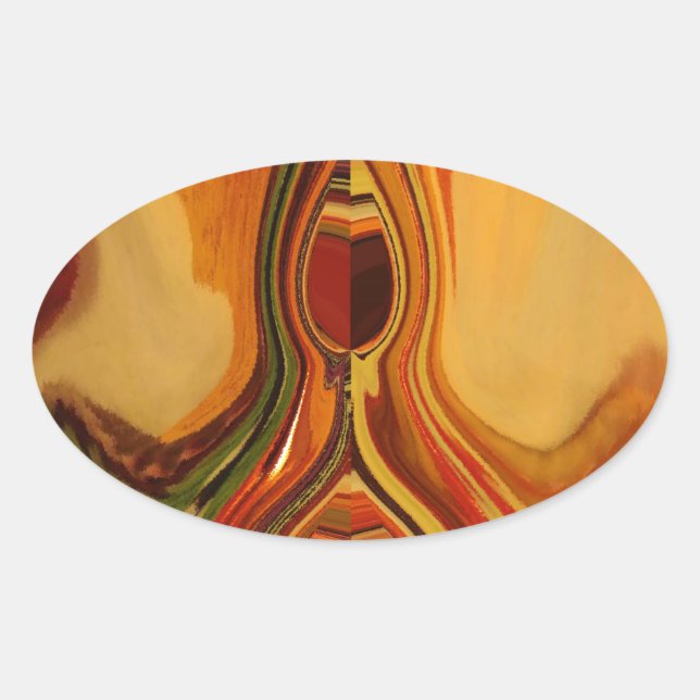Abstract Earth Tone Swirl Art Print Oval Sticker (Front)