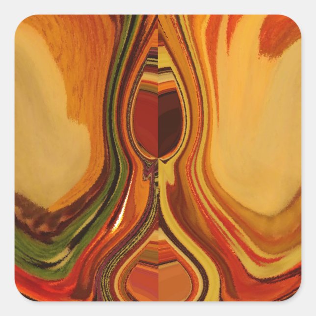 Abstract Earth Tone Swirl Art Print Square Sticker (Front)
