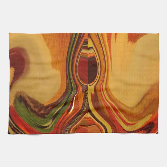 Abstract Earth Tone Swirl Art Print Tea Towel (Horizontal)