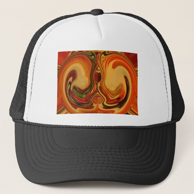 Abstract Earth Tone Swirl Art Print Trucker Hat (Front)