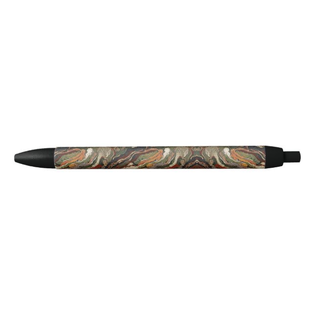 Abstract Earth Tone Swirl Pattern Black Ink Pen (Front)