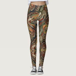 Abstract Earth Tone Swirl Pattern Leggings