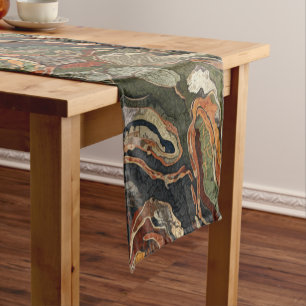 Abstract Earth Tone Swirl Pattern Short Table Runner