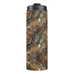 Abstract Earth Tone Swirl Pattern Thermal Tumbler
